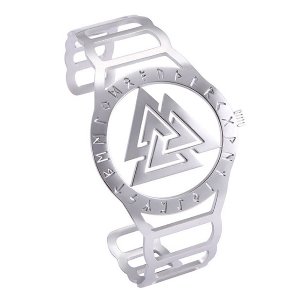 Silver Viking Valknut Celtic Runes Bracelet – Stainless Steel
