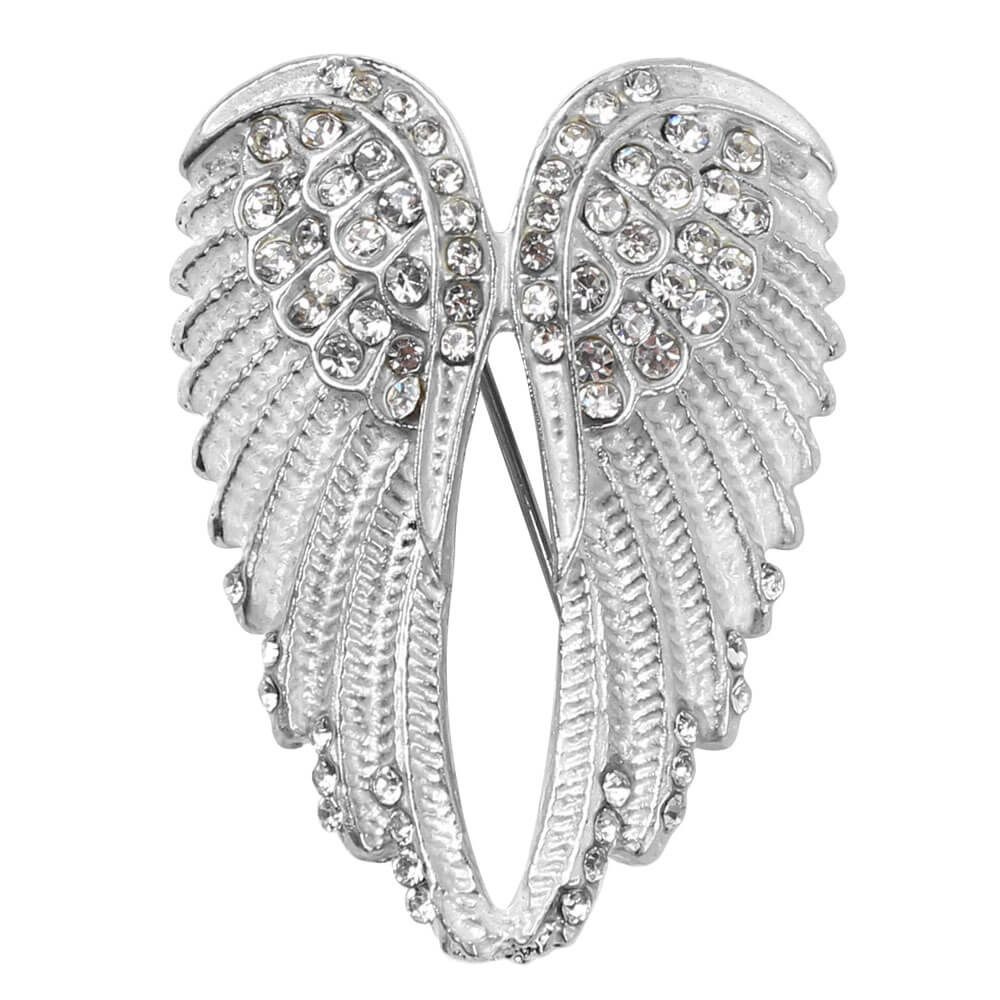 Silver Guardian Angel Wings Brooch
