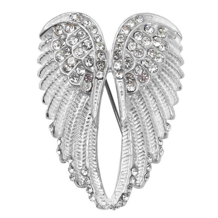 Silver Guardian Angel Wings Brooch