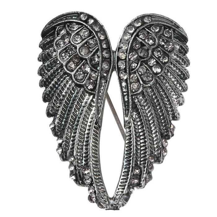 Black Guardian Angel Wings Brooch