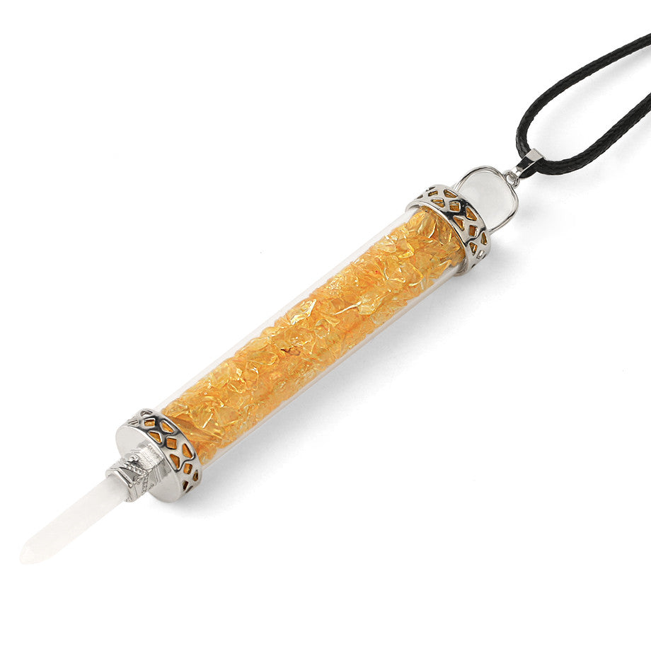 Yellow Citrine Vial Pendant Necklace
