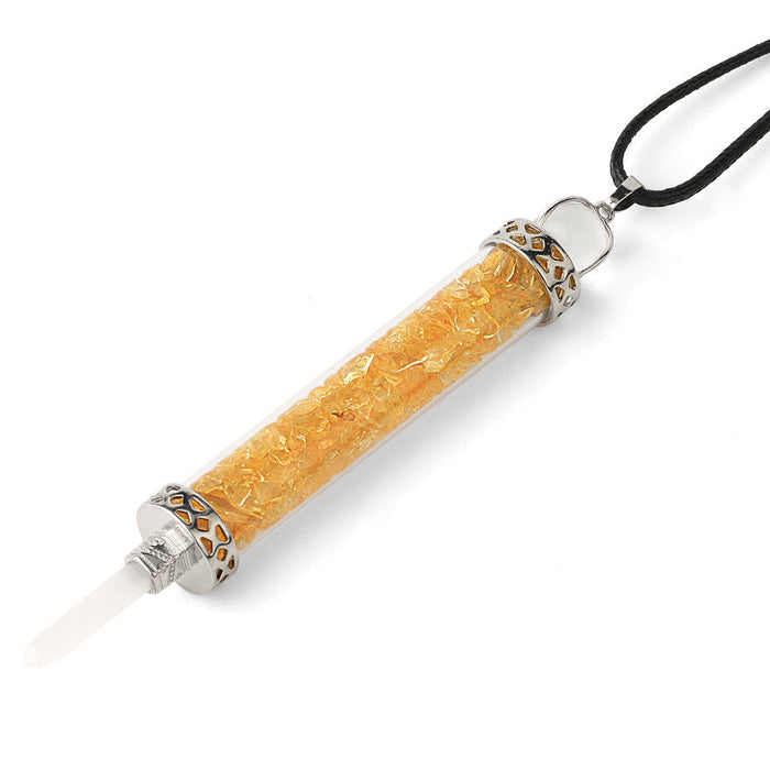 Yellow Citrine Vial Pendant Necklace