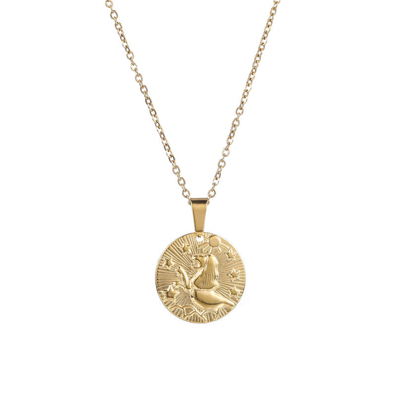 Gold Leo Zodiac Sign Pendant Necklace