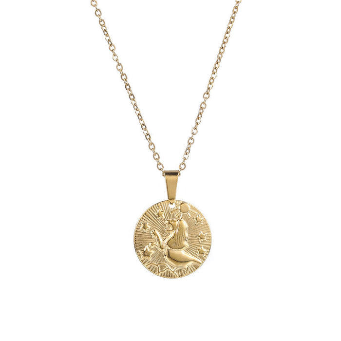 Gold Leo Zodiac Sign Pendant Necklace