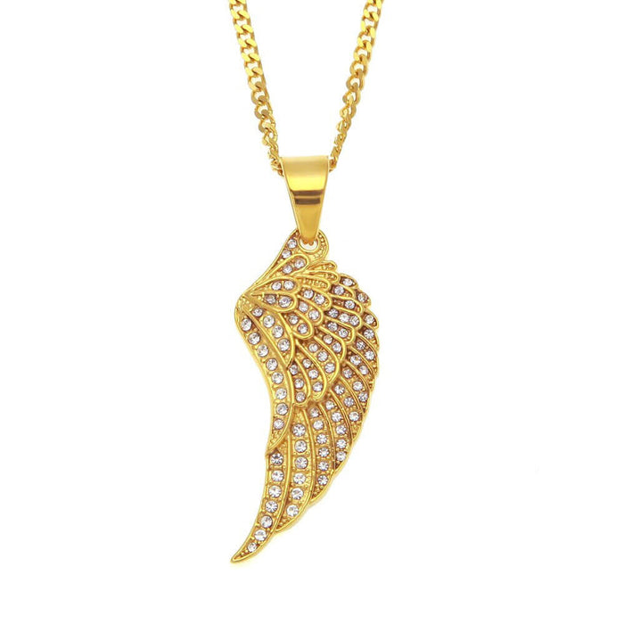 Gold Angel Wing Pendant Necklace