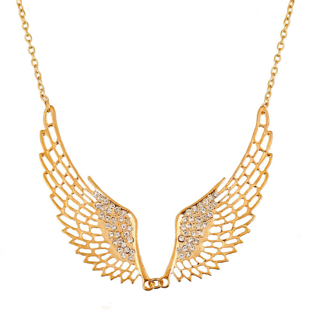 Gold Higher Angel Wings Pendant Necklace