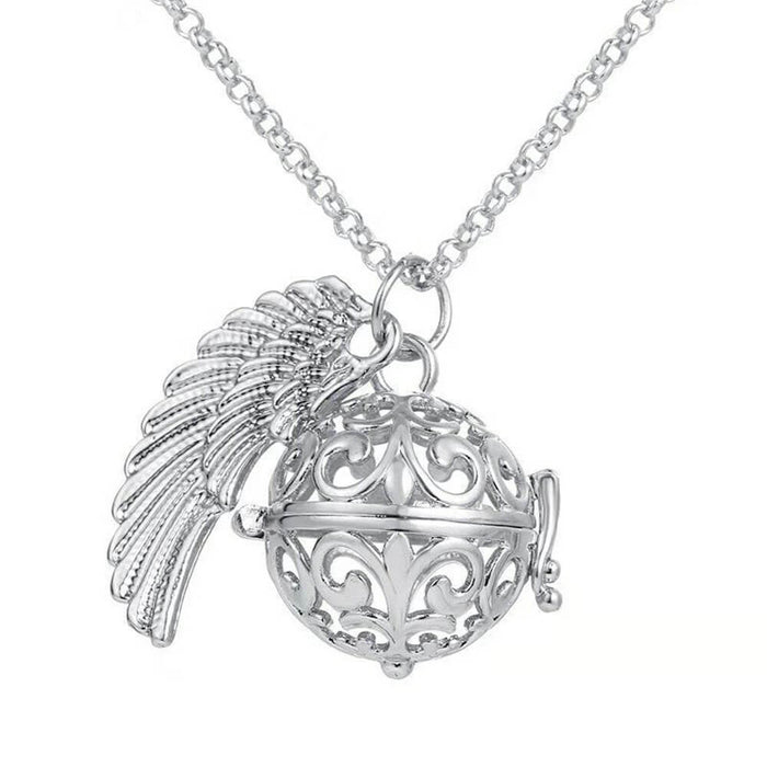 Silver Pregnancy Bola Angel Pendant Necklace