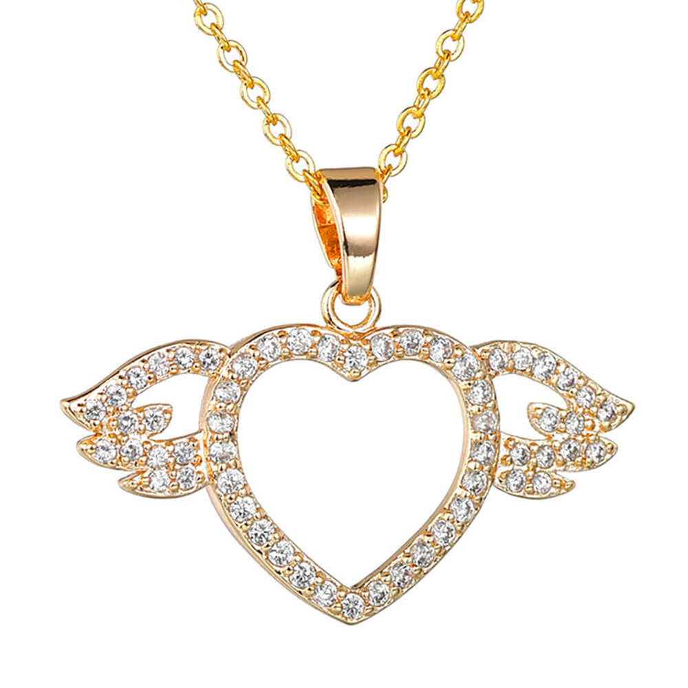 Gold Love Angel Wings Pendant Necklace