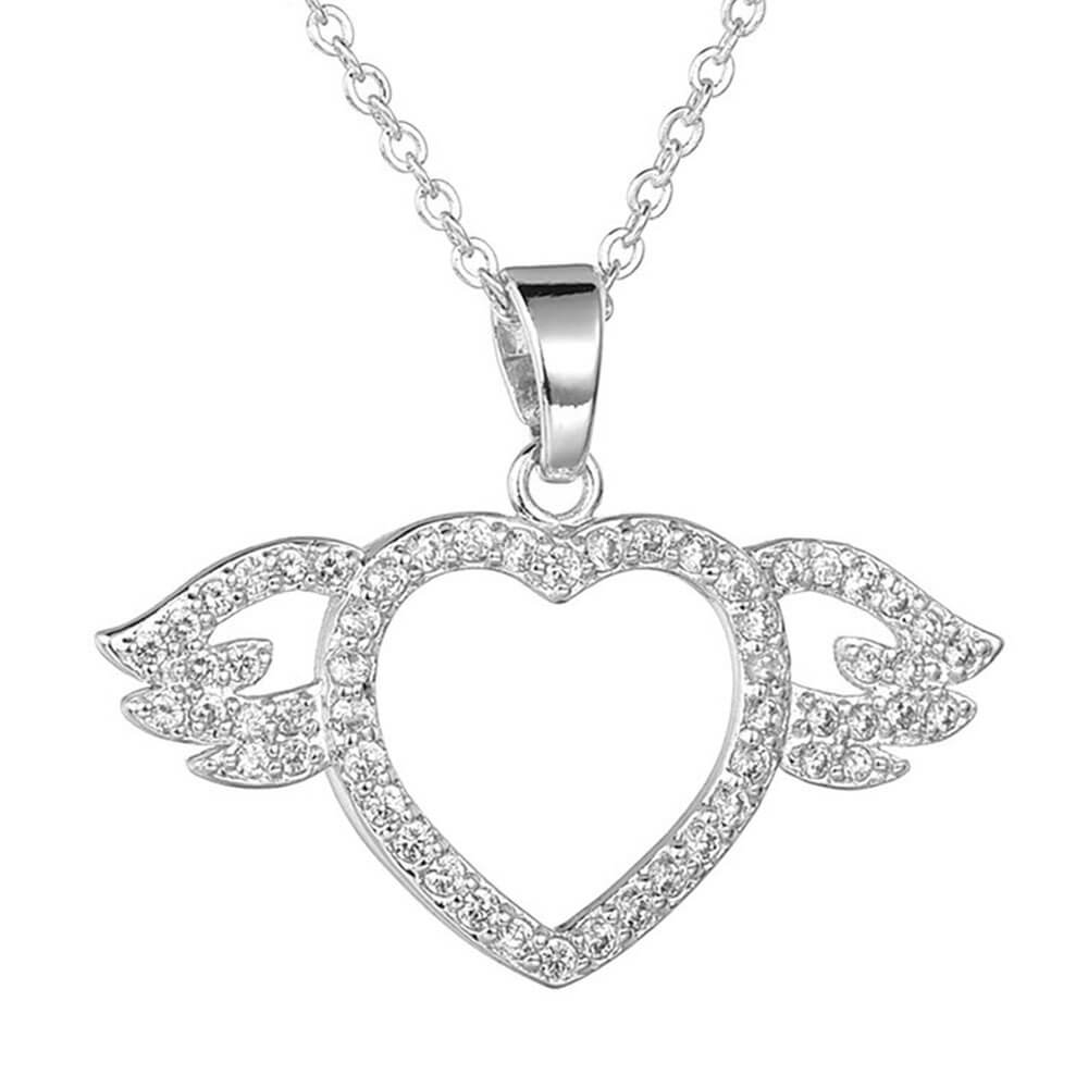 Silver Love Angel Wings Pendant Necklace