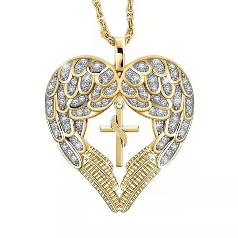 Cross Guardian Angel Wings Pendant Necklace
