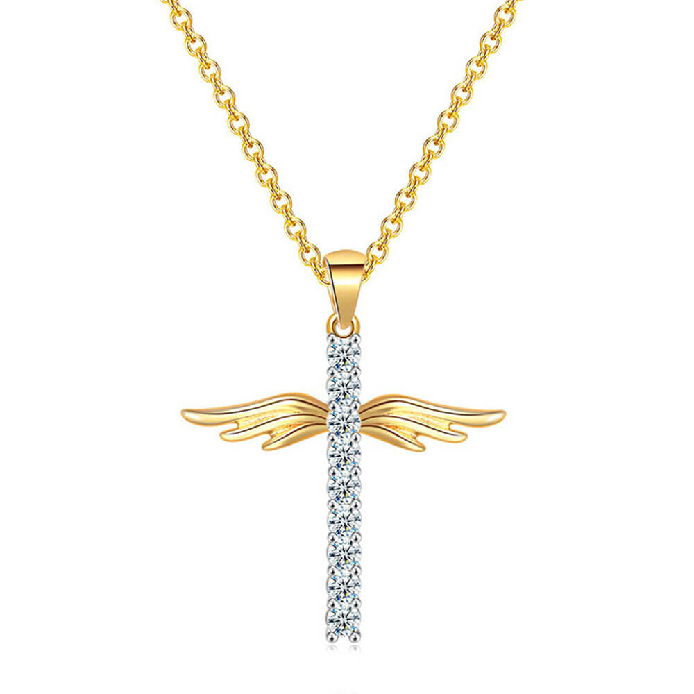 Cross Angel Wings Pendant Necklace