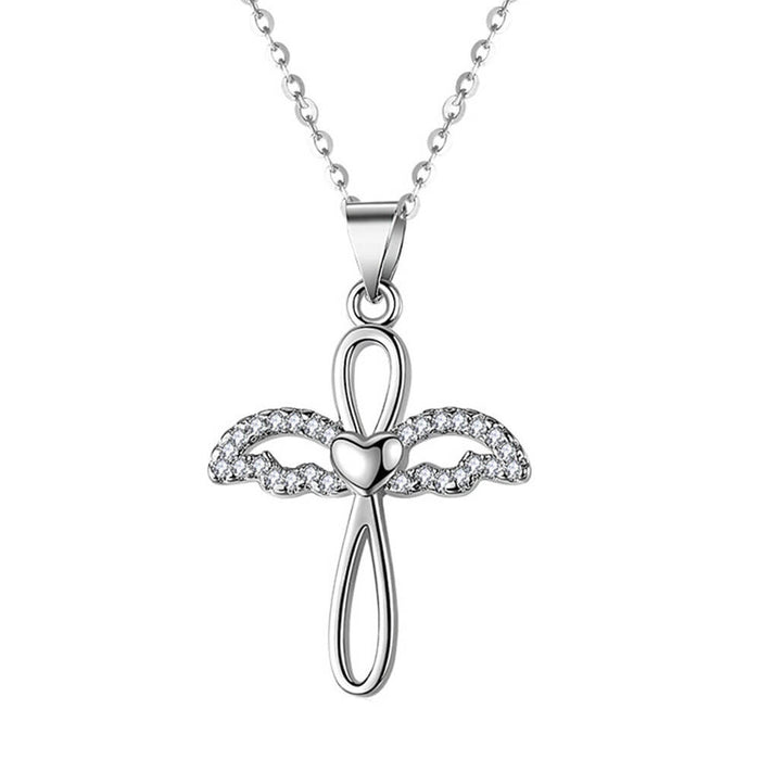 Cross Angel Pendant Necklace
