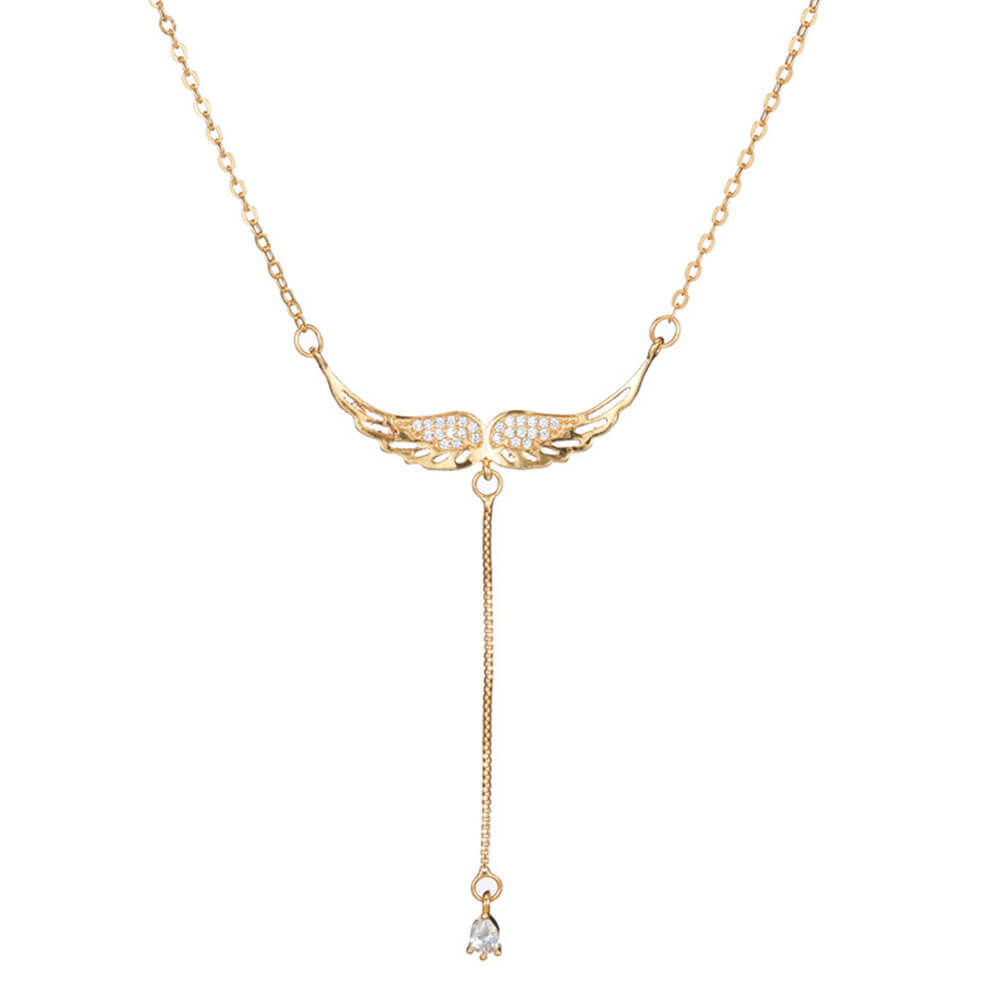 Gold Women's Angel Wings Pendant Necklace