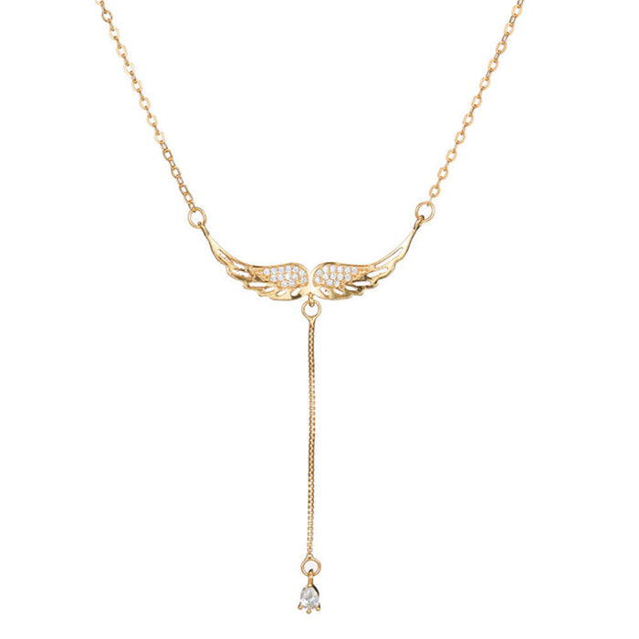 Gold Women's Angel Wings Pendant Necklace