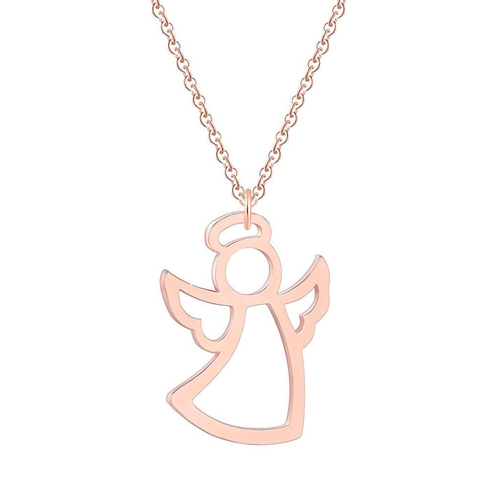 Rose Gold Guardian Angel Pendant Necklace