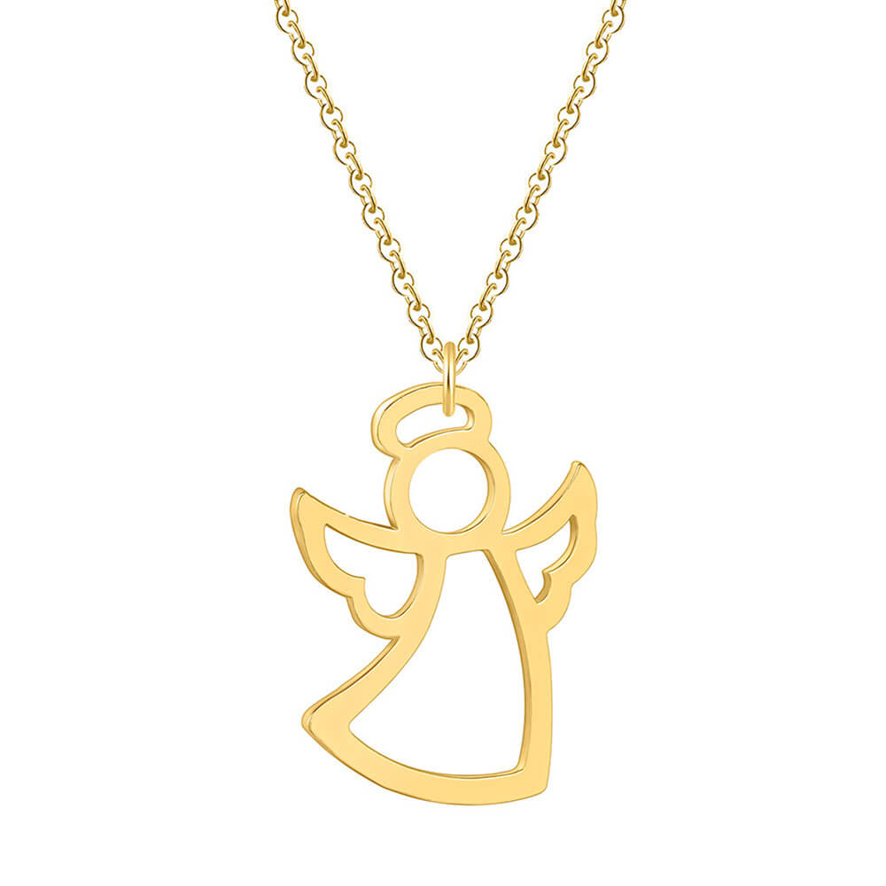 Gold Guardian Angel Pendant Necklace