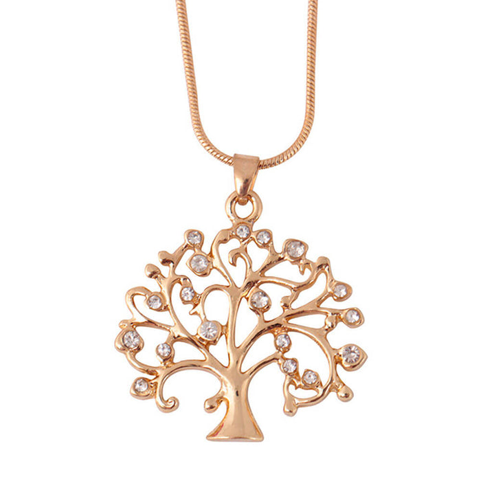 Gold Crystal Tree of Life Pendant Necklace – Stainless Steel II