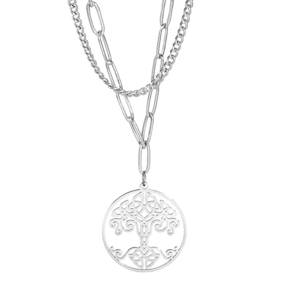 Silver Spiritual Tree of Life Pendant Necklace
