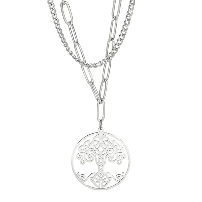 Silver Spiritual Tree of Life Pendant Necklace
