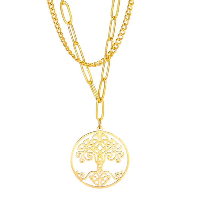 Gold Spiritual Tree of Life Pendant Necklace