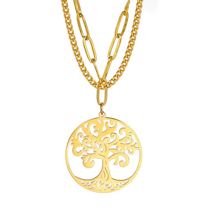 Gold Lucky Charm Tree of Life Pendant Necklace
