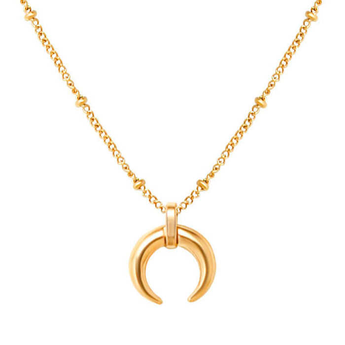 Gold Crescent Moon Pendant Necklace – Stainless Steel