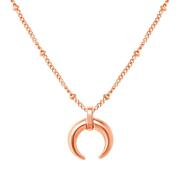 Rose Gold Crescent Moon Pendant Necklace – Stainless Steel