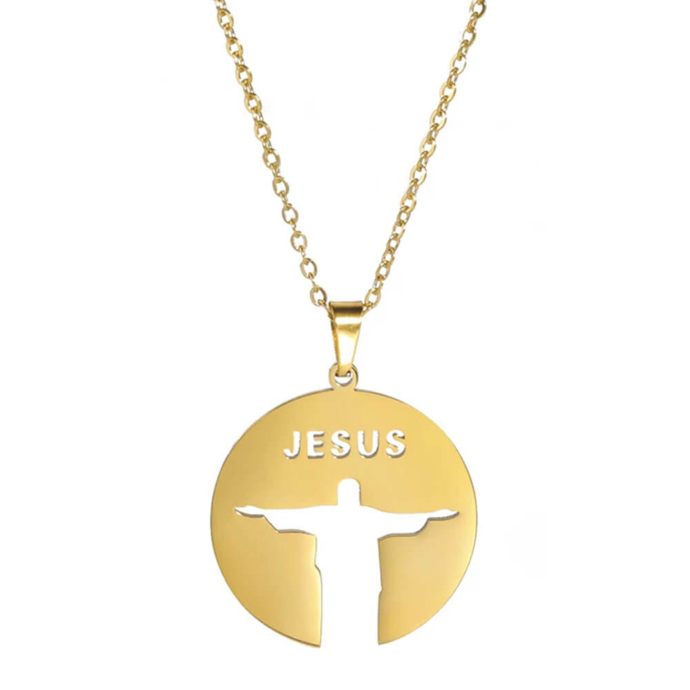 Gold Jesus Cross Pendant Necklace