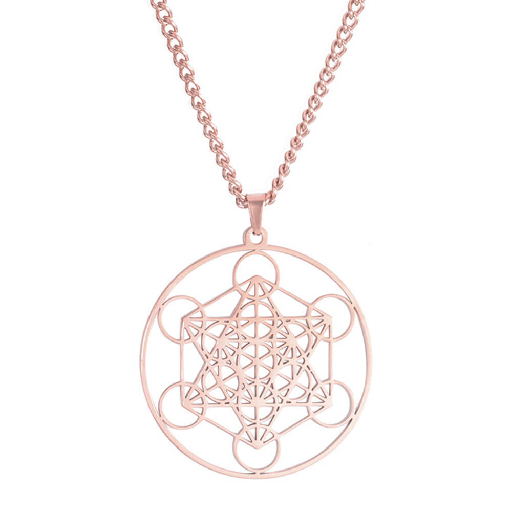 Rose Gold Metatron's Cube Pendant Necklace – Stainless Steel