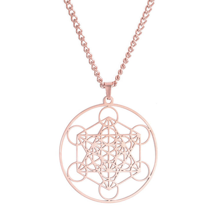 Rose Gold Metatron's Cube Pendant Necklace – Stainless Steel
