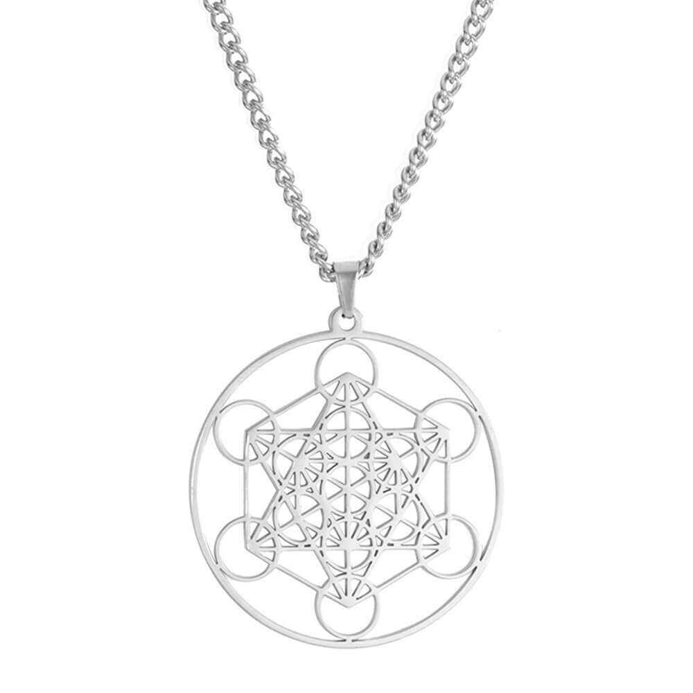 Silver Metatron's Cube Pendant Necklace – Stainless Steel