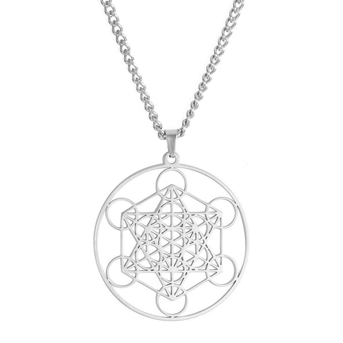 Silver Metatron's Cube Pendant Necklace – Stainless Steel