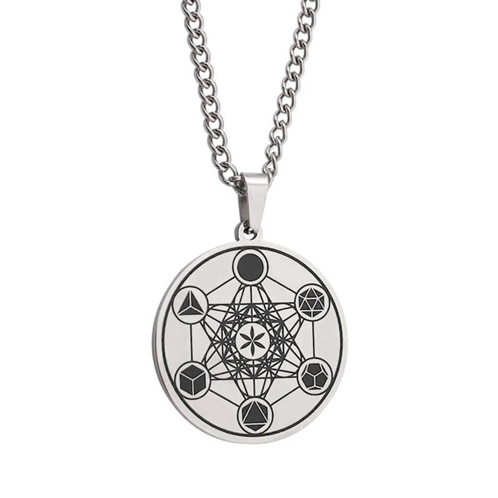 Silver Medal Metatron's Cube Pendant Necklace