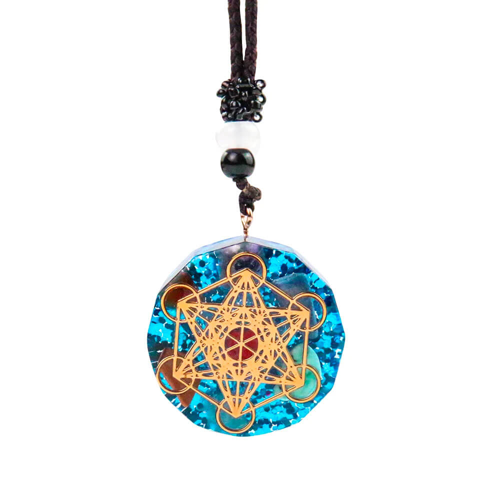 Turquoise Orgonite Metatron's Cube Pendant Necklace