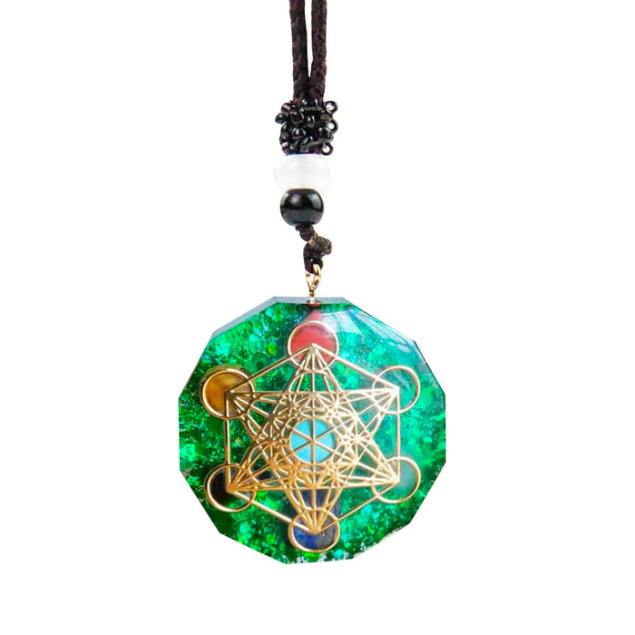 Aventurine Orgonite Metatron's Cube Pendant Necklace