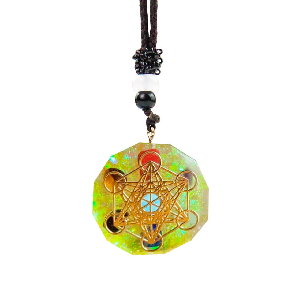 Citrine Orgonite Metatron's Cube Pendant Necklace