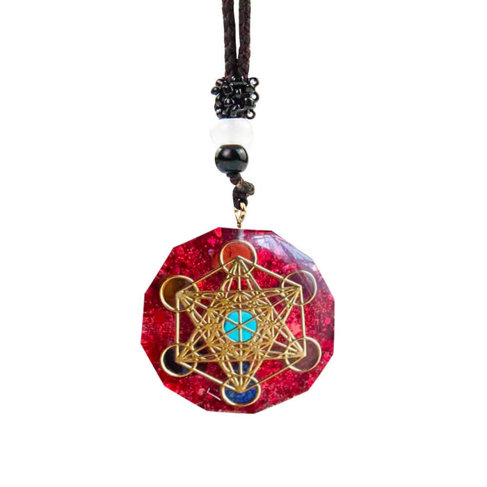 Red Jasper Orgonite Metatron's Cube Pendant Necklace