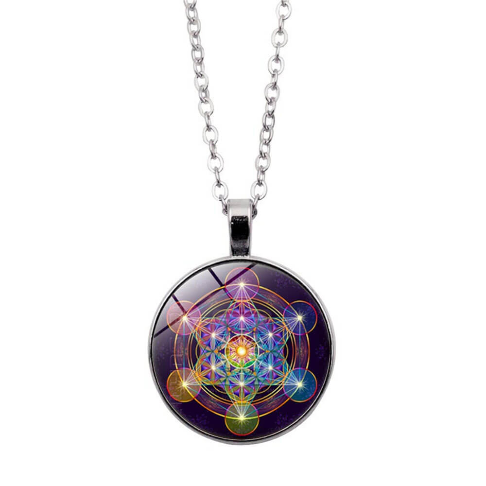 Silver Fluorescent Metatron's Cube Pendant Necklace – Stainless Steel