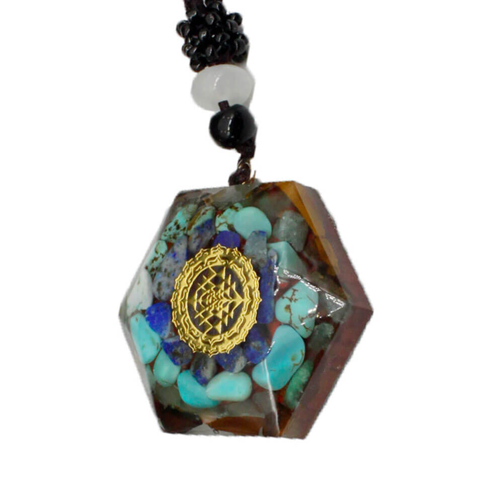 Turquoise Hexagon Metatron's Cube Pendant Necklace