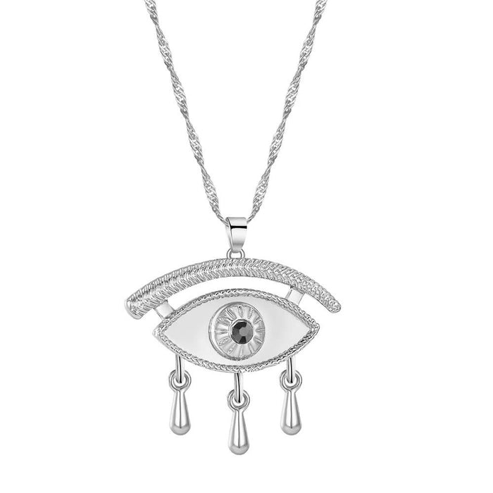 Silver Eye of Fatima Pendant Necklace