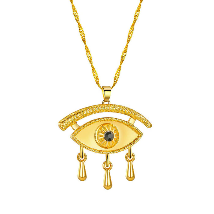 Gold Eye of Fatima Pendant Necklace