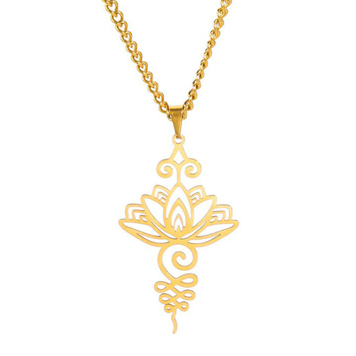 Gold Lotus Flower Pendant Necklace