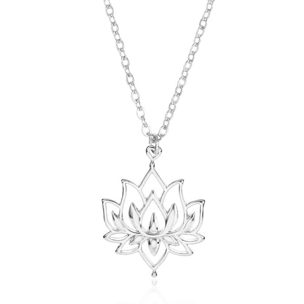 Silver Lotus Flower Pendant Necklace – Stainless Steel