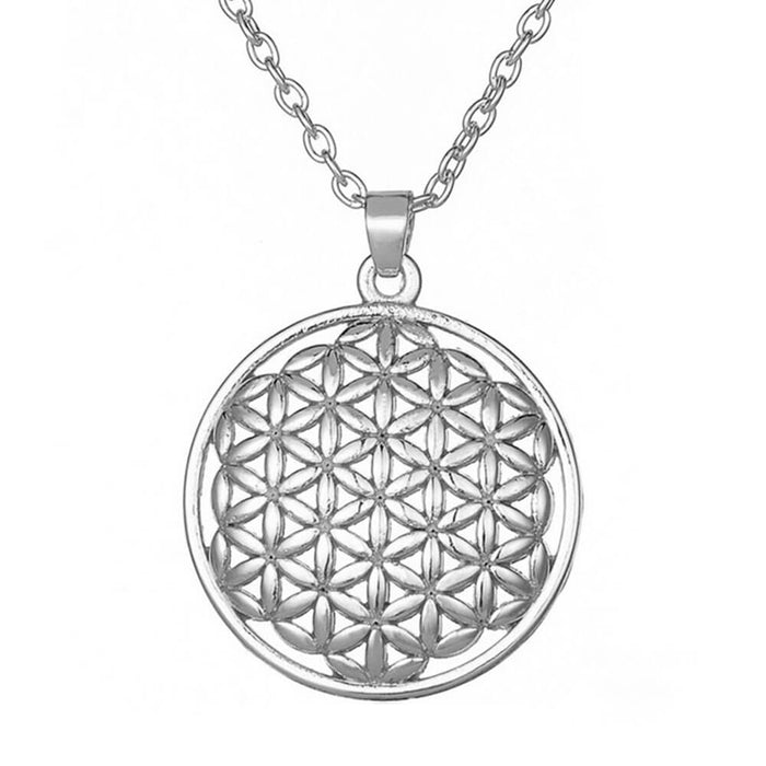 Silver Flower of Life Pendant Necklace – Stainless Steel