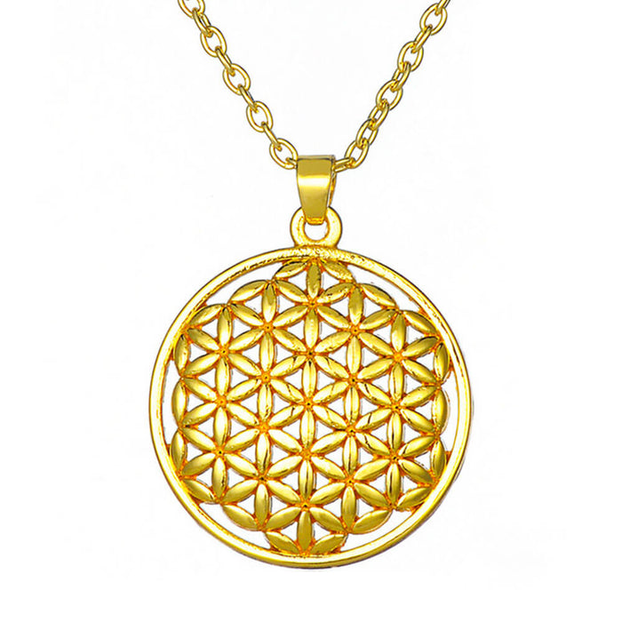 Gold Flower of Life Pendant Necklace – Stainless Steel
