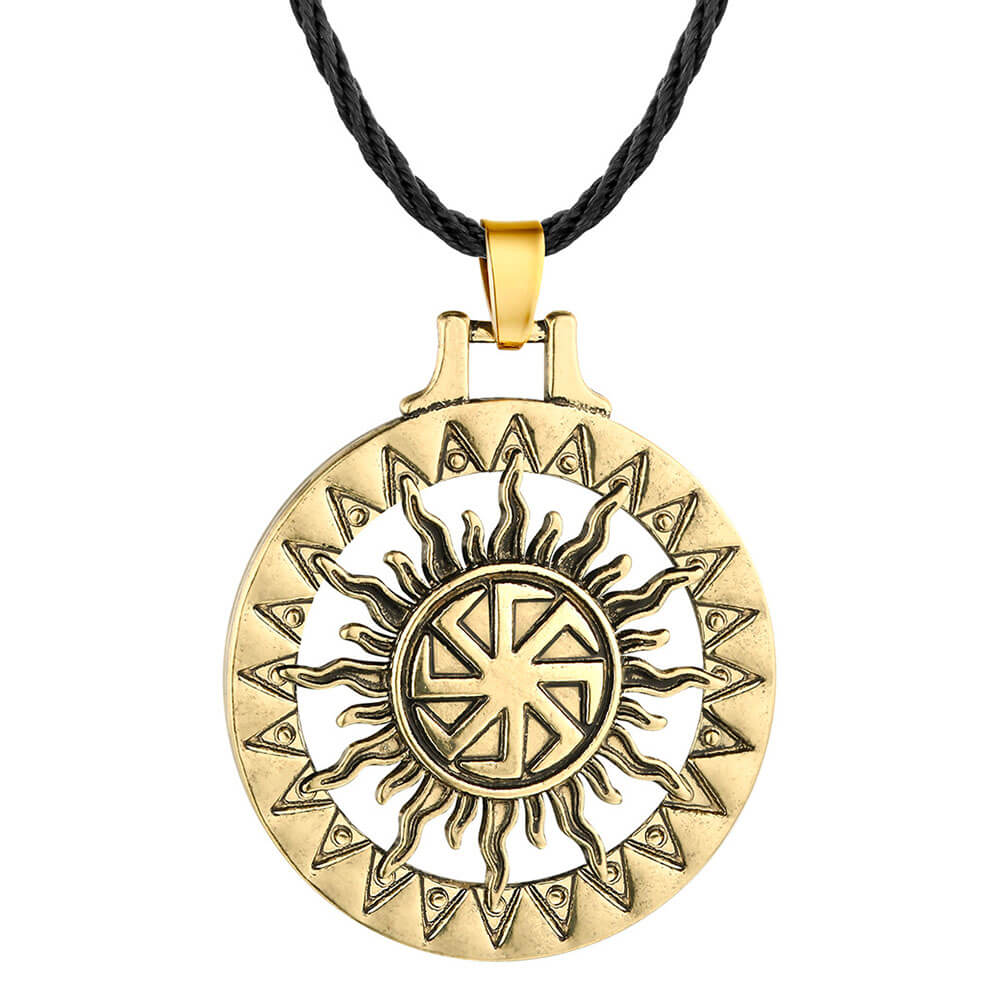 Gold Protection Kolovrat Pendant Necklace