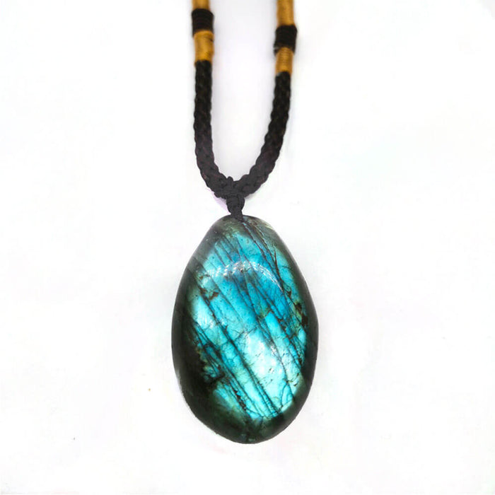 Labradorite Tumbled Stone Pendant Necklace