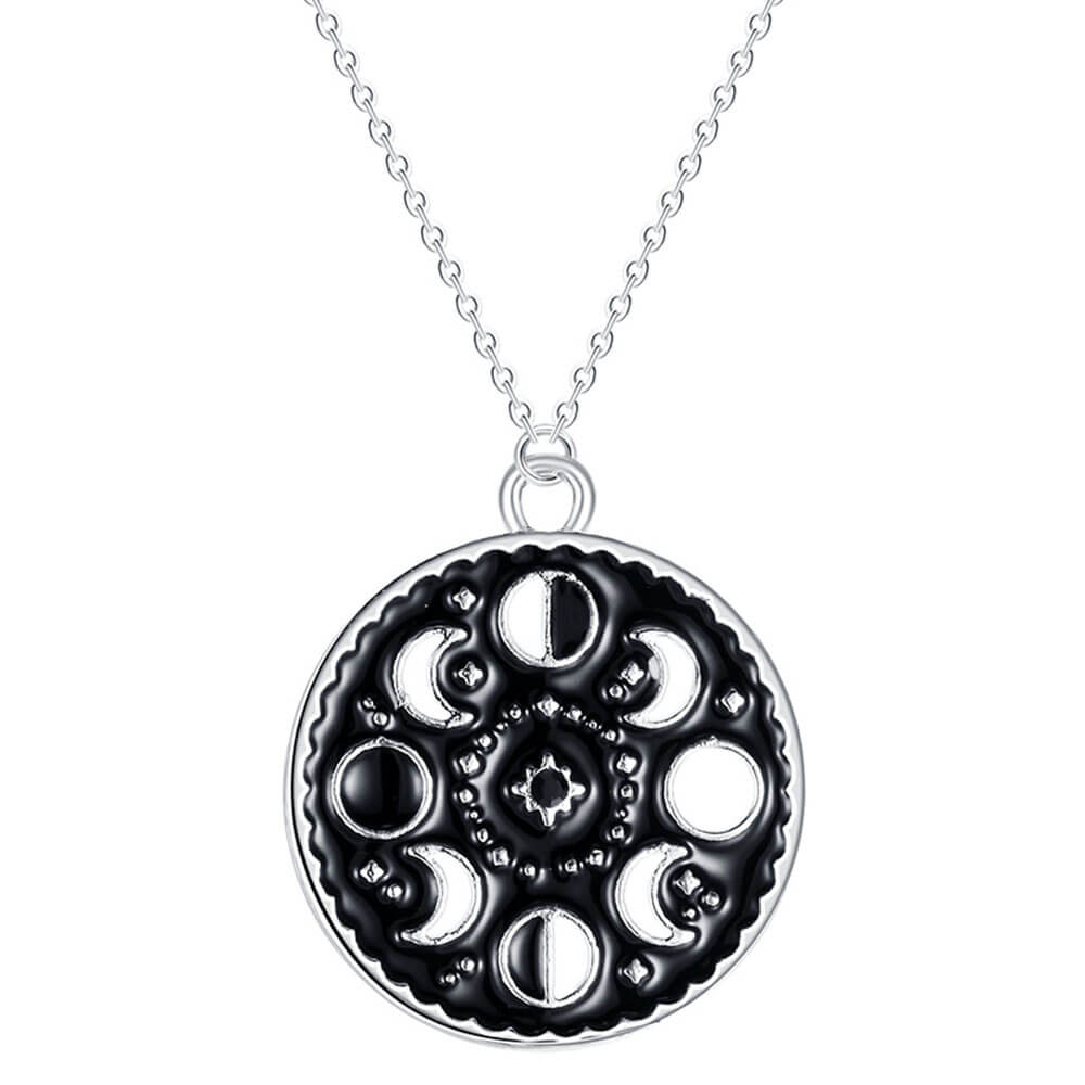 Silver Astrology Moon Pendant Necklace – Stainless Steel