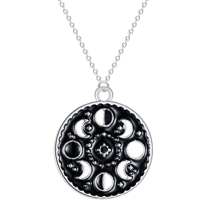 Silver Astrology Moon Pendant Necklace – Stainless Steel
