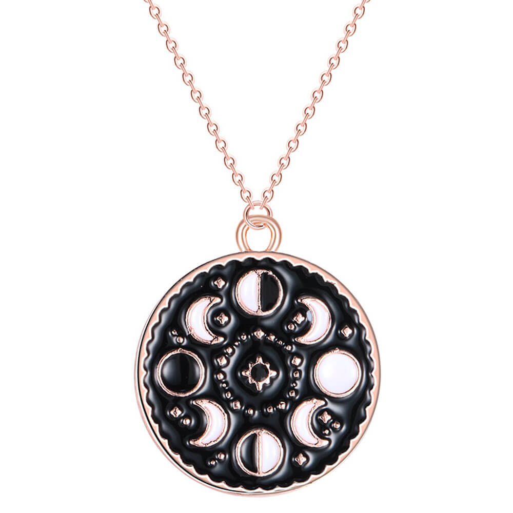 Rose Gold Astrology Moon Pendant Necklace – Stainless Steel